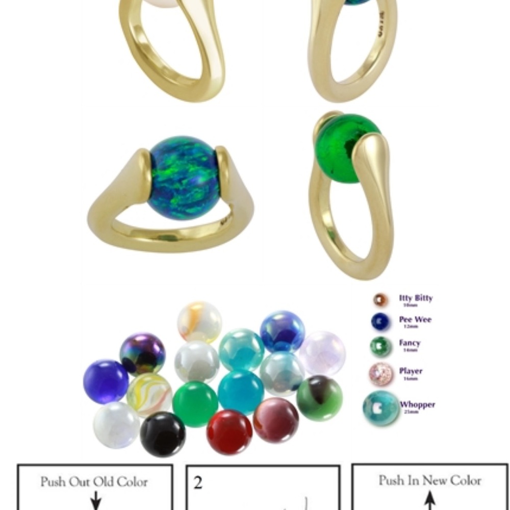 “All My Marbles” Solid Sterling Marbles Ring With… - image 1